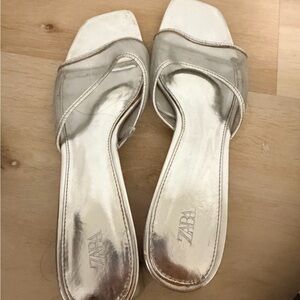 Zara Metallic Silver Sandals